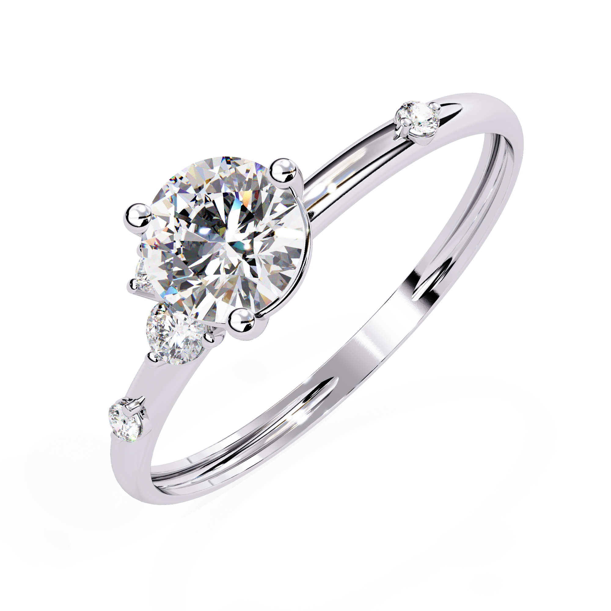 Solitairekart – 0.56 CT Side Cluster Lab Diamond Solitaire Ring | 14K Yellow Gold
